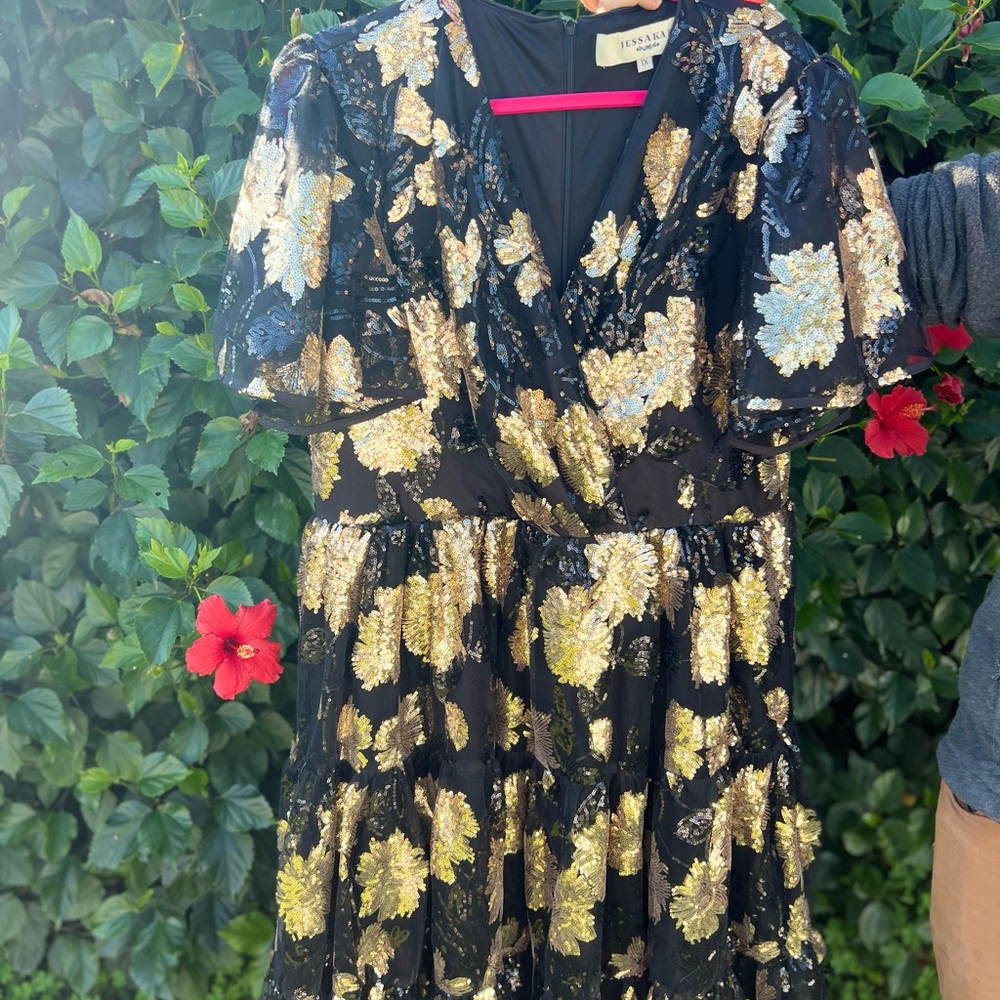 JessaKae Bette dress in Black and Gold bling dress in XL